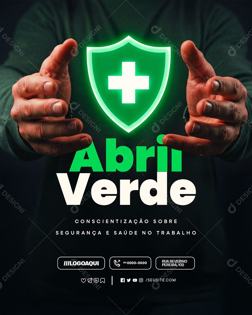 Abril Verde Conscientização Sobre Segurança e Saúde no Trabalho Social Media PSD Editável