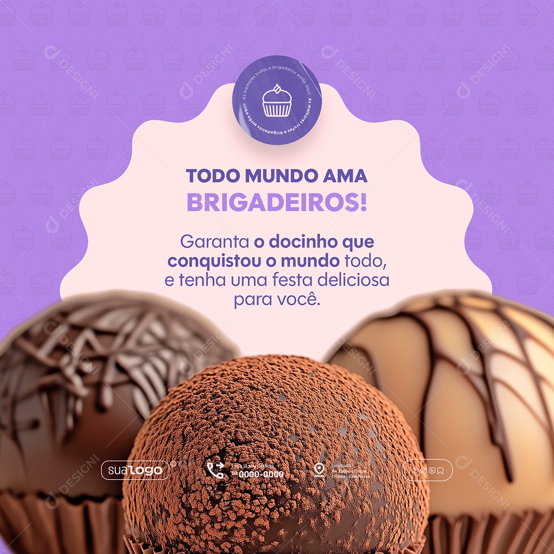 Feed Confeitaria Todo Mundo Ama Brigadeiros Social Media PSD Editável