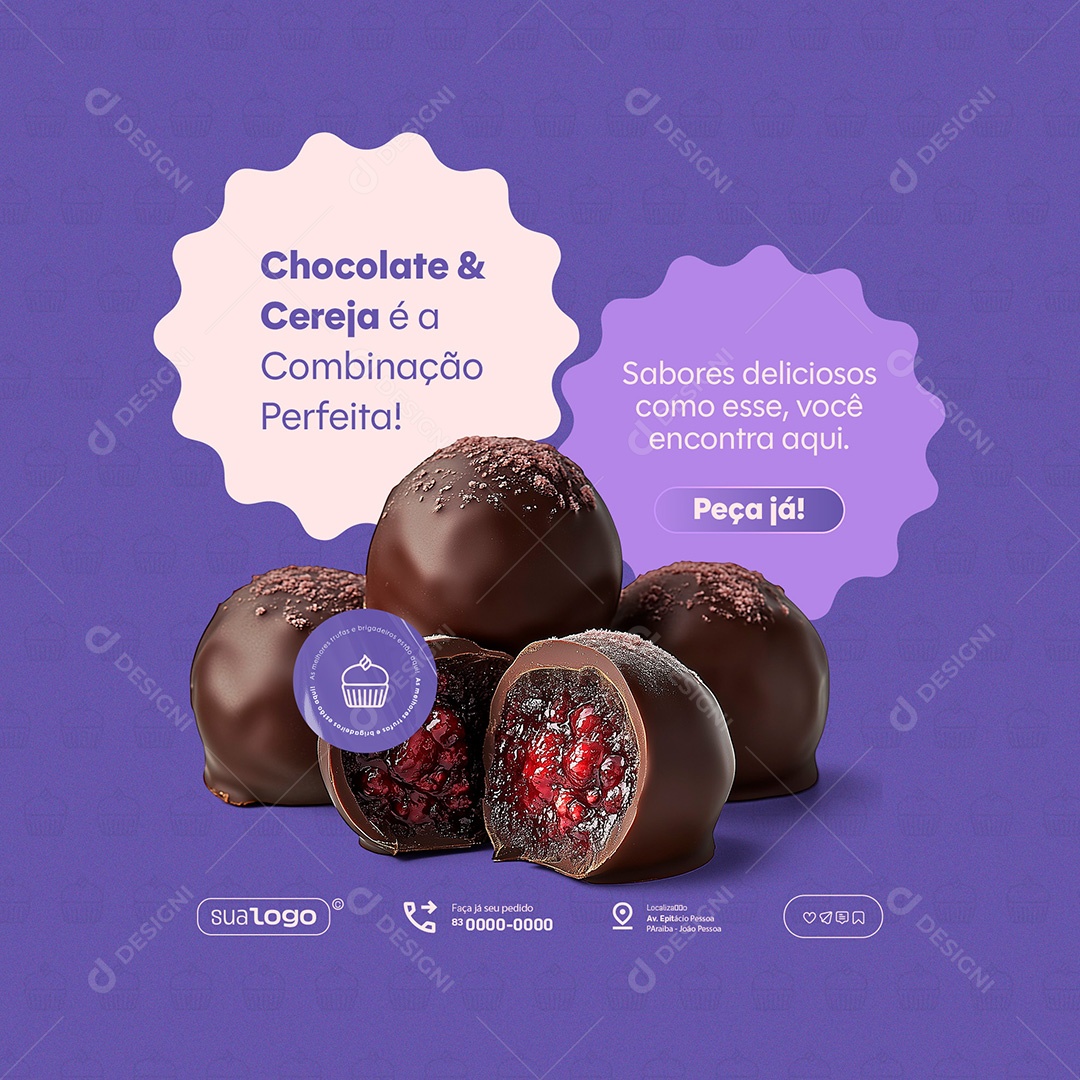 Feed Confeitaria Sabores Deliciosos Social Media PSD Editável