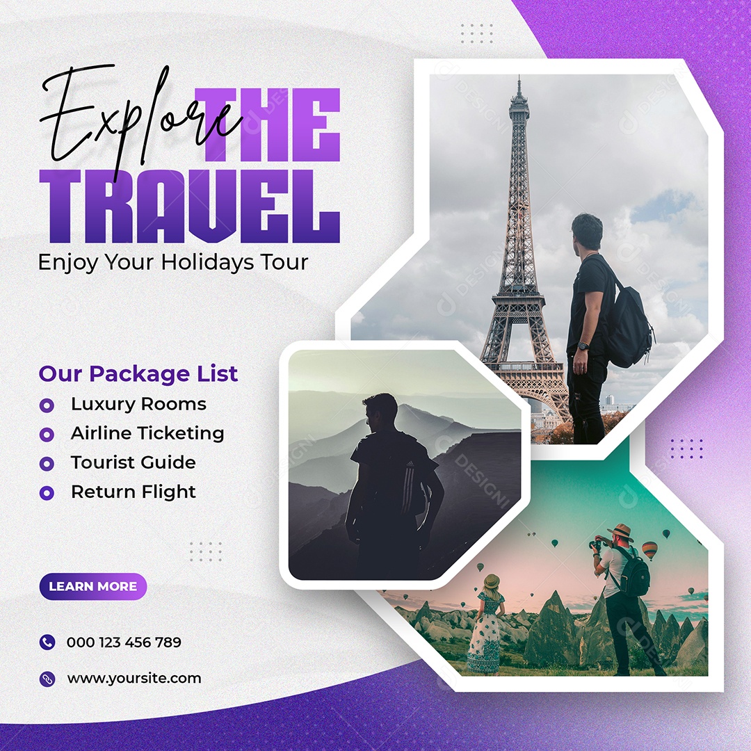 Explore o Mundo Social Media PSD Editável