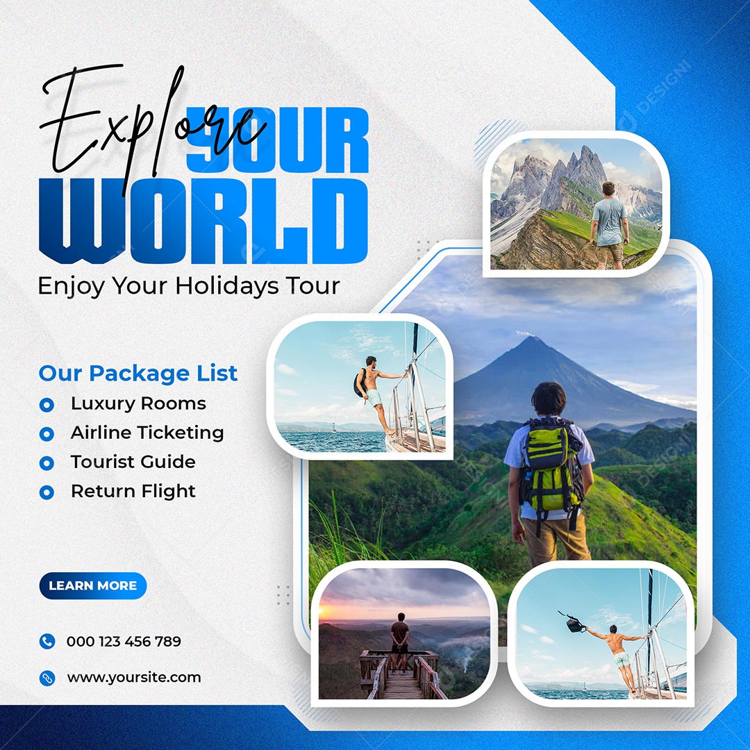 Explore o Mundo Social Media PSD Editável