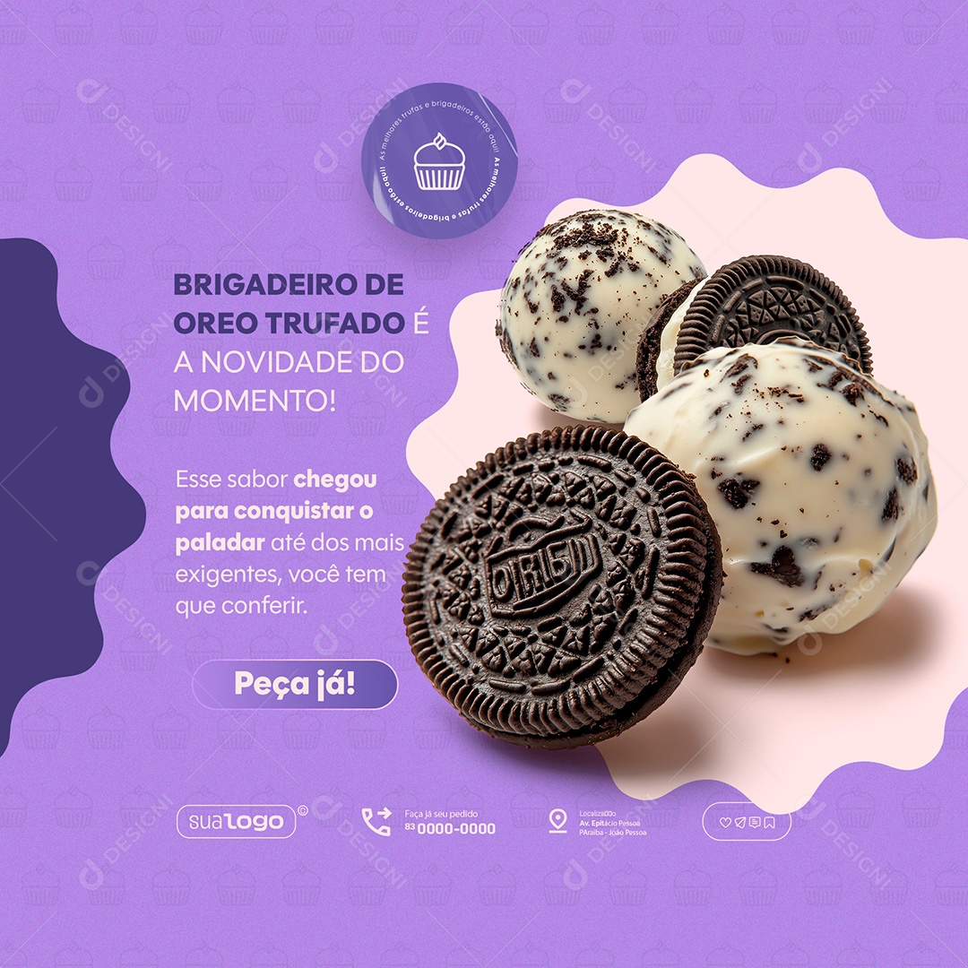 Feed Confeitaria Brigadeiro de Oreo Trufado Social Media PSD Editável