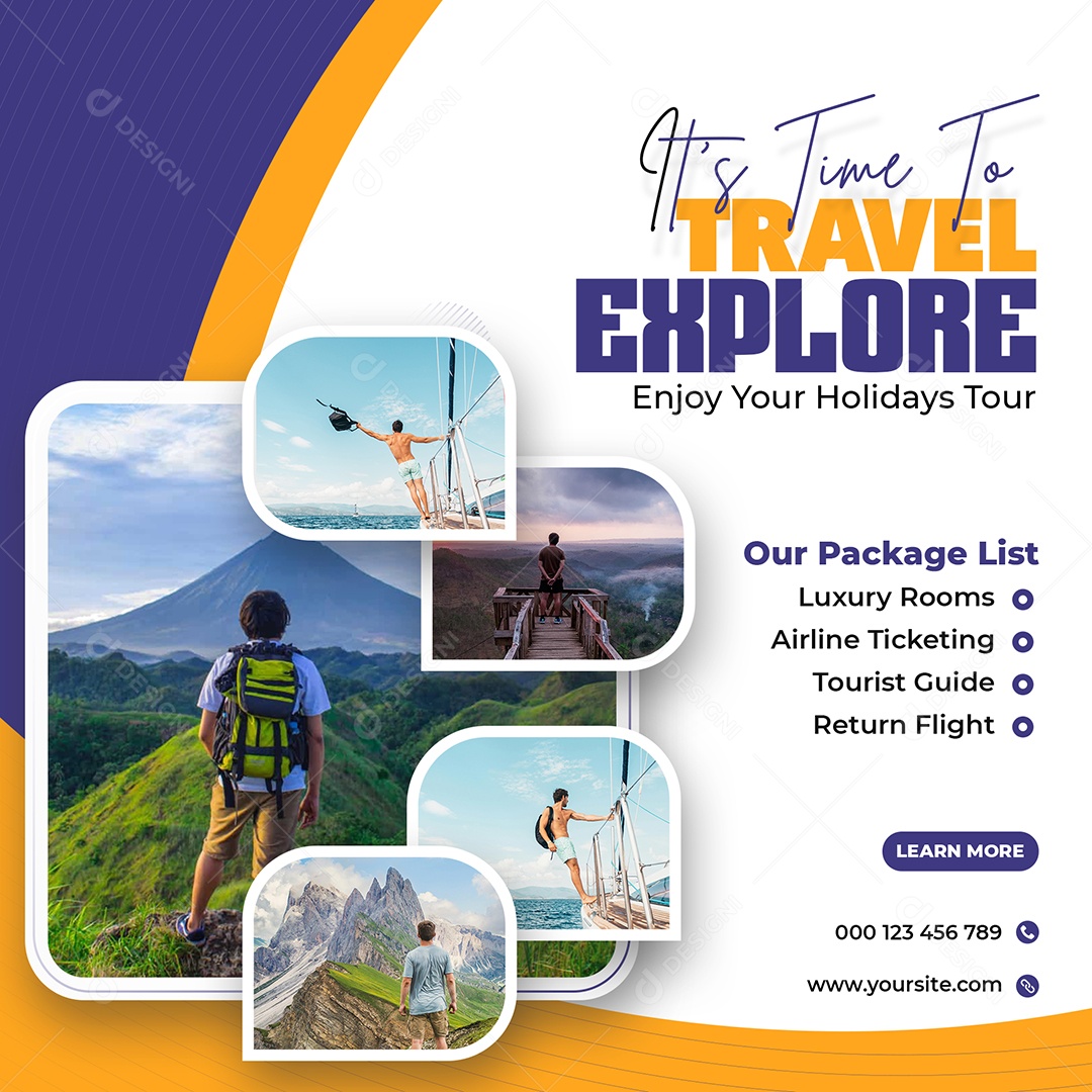 Explore o Mundo Social Media PSD Editável