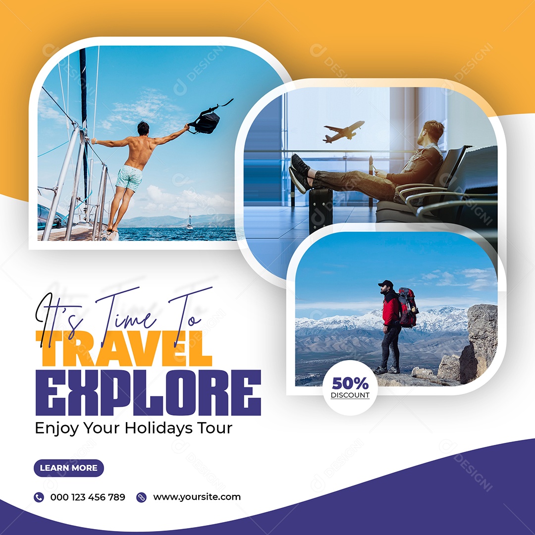 Explore o Mundo Social Media PSD Editável