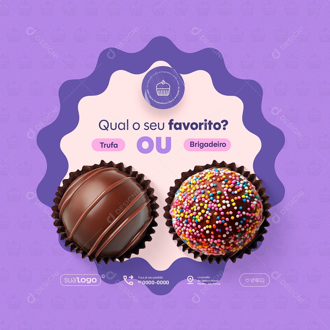 Feed Confeitaria Brigadeiro Qual o Seu Favorito Social Media PSD Editável