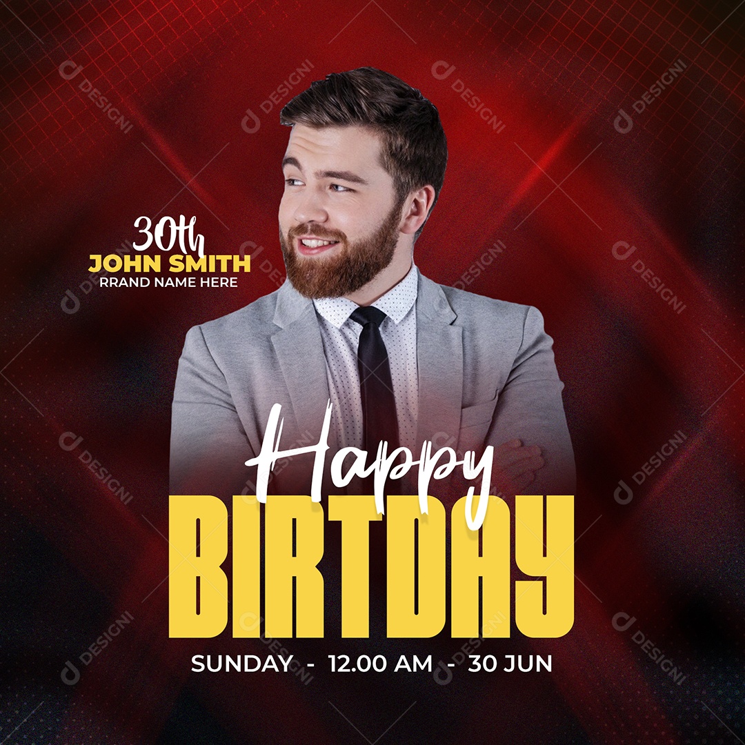 Feliz Aniversário Parabéns Social Media PSD Editável