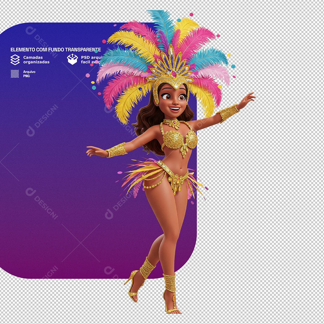 Personagem 3D Dançarina De Carnaval PSD