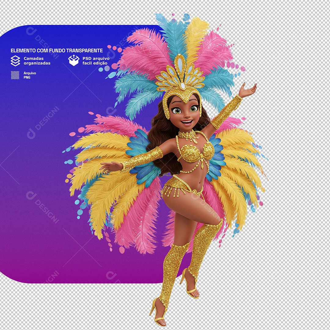 Personagem 3D Dançarina De Carnaval PSD