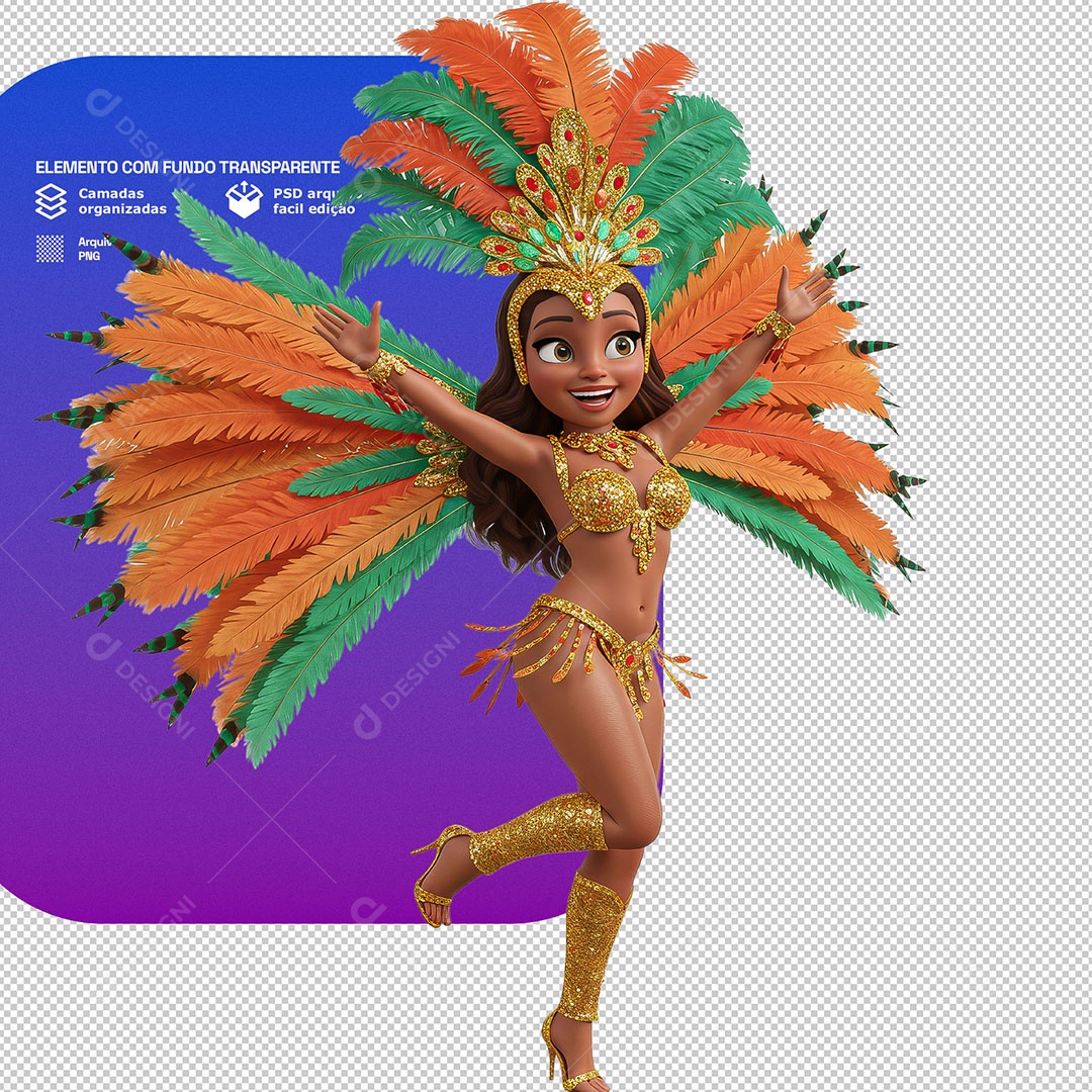 Personagem 3D Dançarina De Carnaval PSD