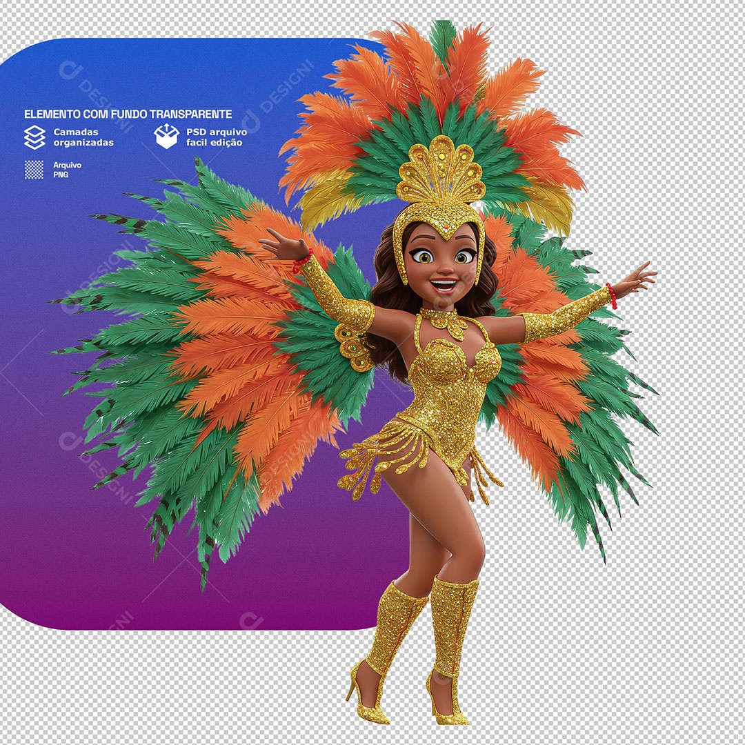 Personagem 3D Dançarina De Carnaval PSD