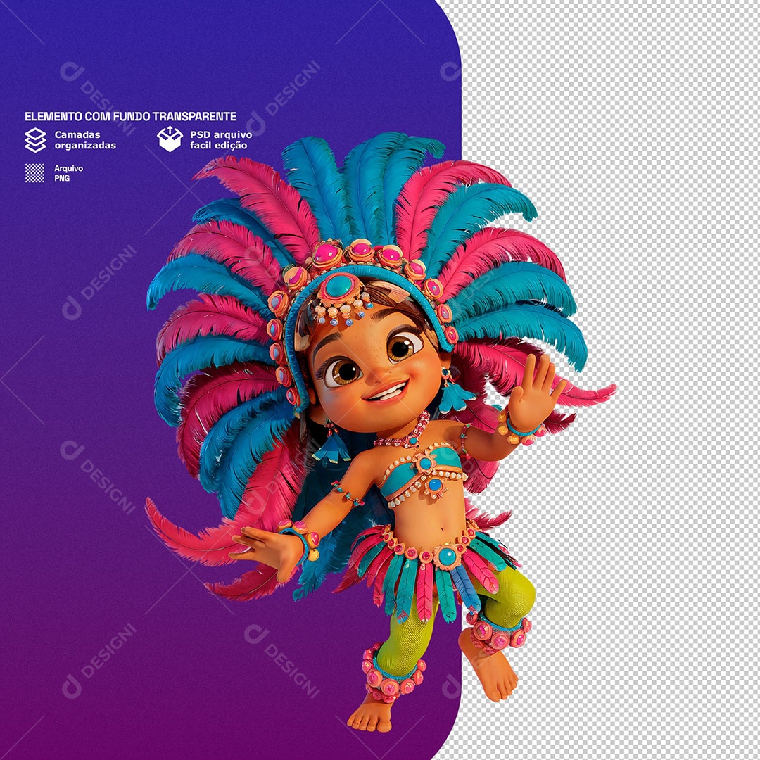Personagem 3D Dançarina De Carnaval PSD