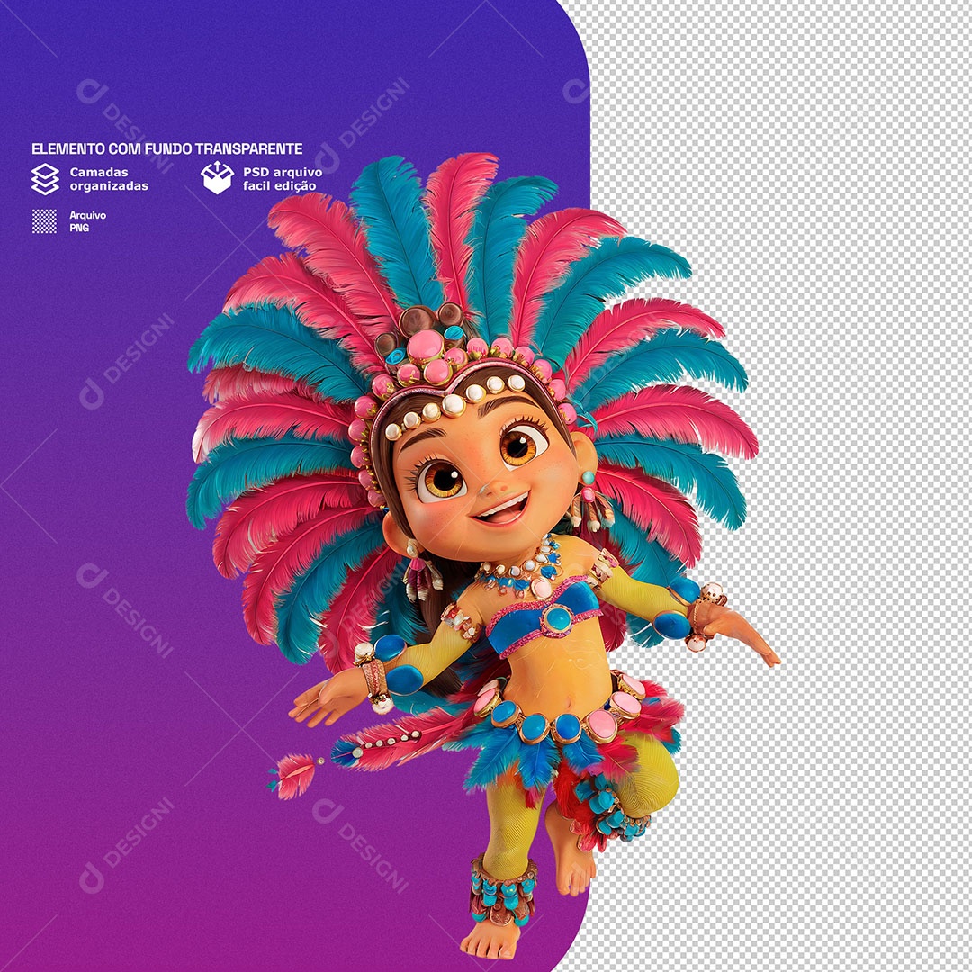 Personagem 3D Dançarina De Carnaval PSD