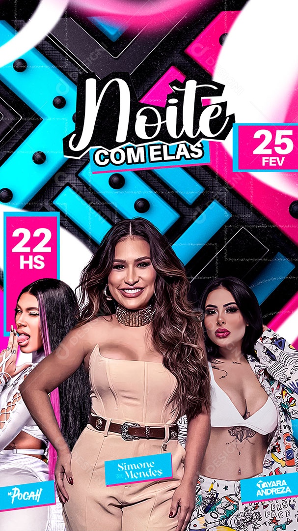 Story Flyer Noite Com Elas Social Media PSD Editável