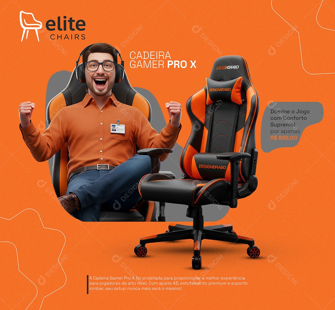 Loja de Móveis Cadeira Gamer Pro X Social Media PSD Editável