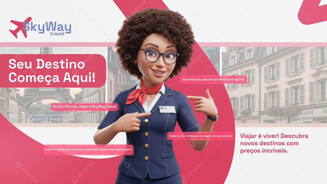 Agência de Viagens Seu Destino Começa Aqui Social Media PSD Editável