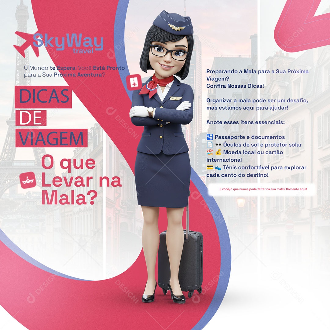 Agência de Viagens Dicas de Viagem Social Media PSD Editável