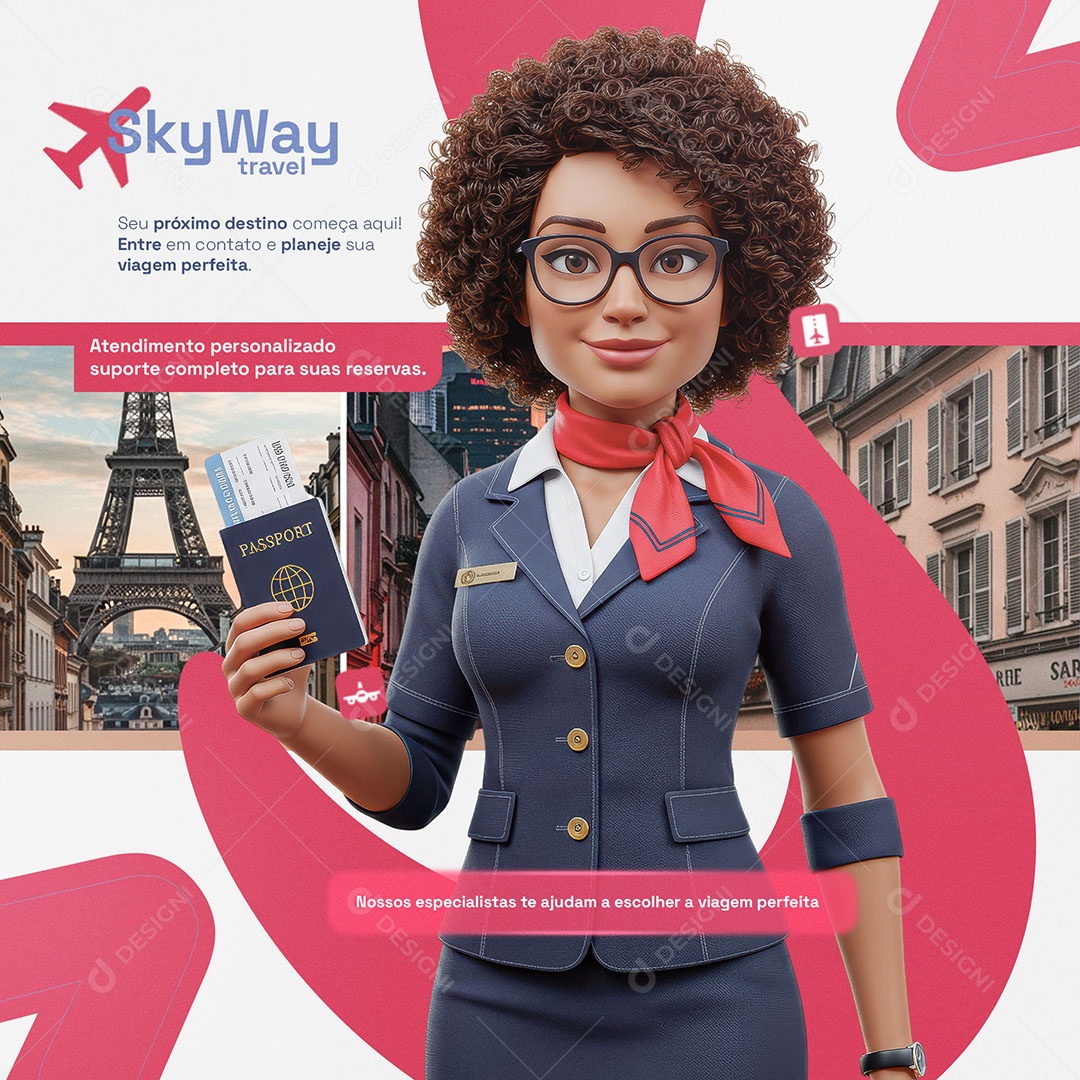 Agência de Viagens Seu Proximo Destino Começa Aqui Social Media PSD Editável