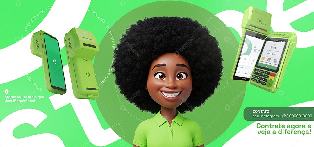 Banner Maquininha Contrate Agora e Veja a Diferença Social Media PSD Editável