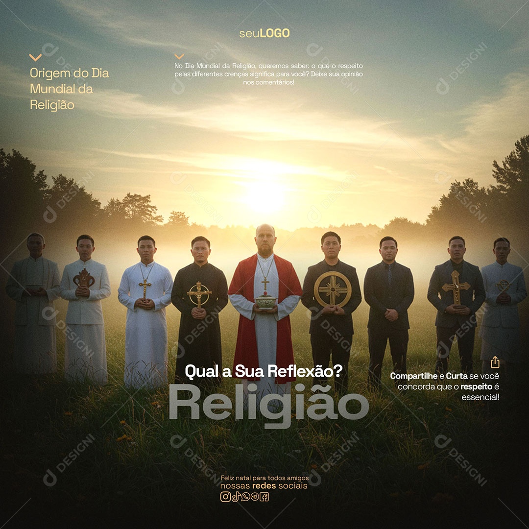 Origem do Dia Mundial da Religião Social Media PSD Editável