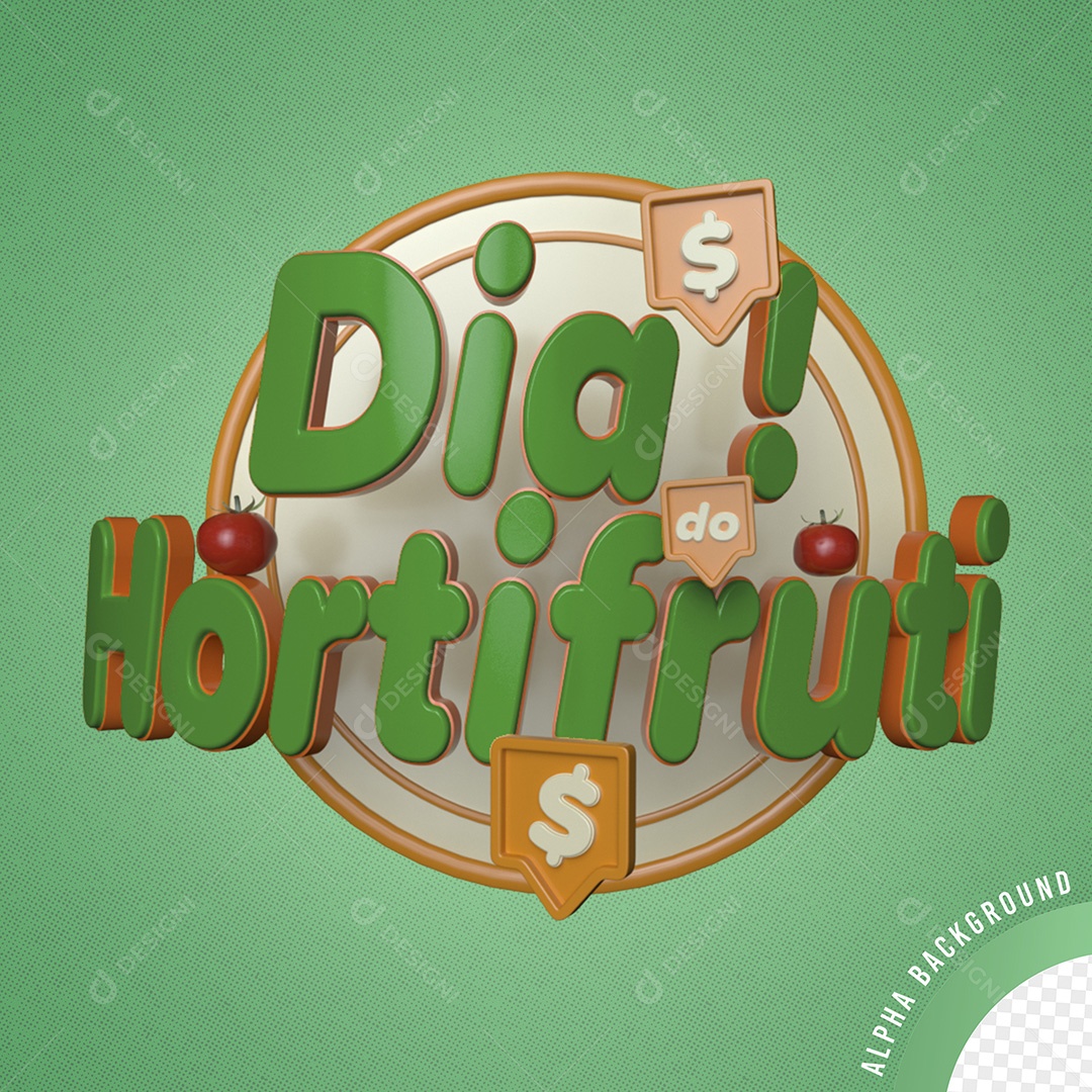 Selo 3D Dia do Hortifruti para Composição PSD