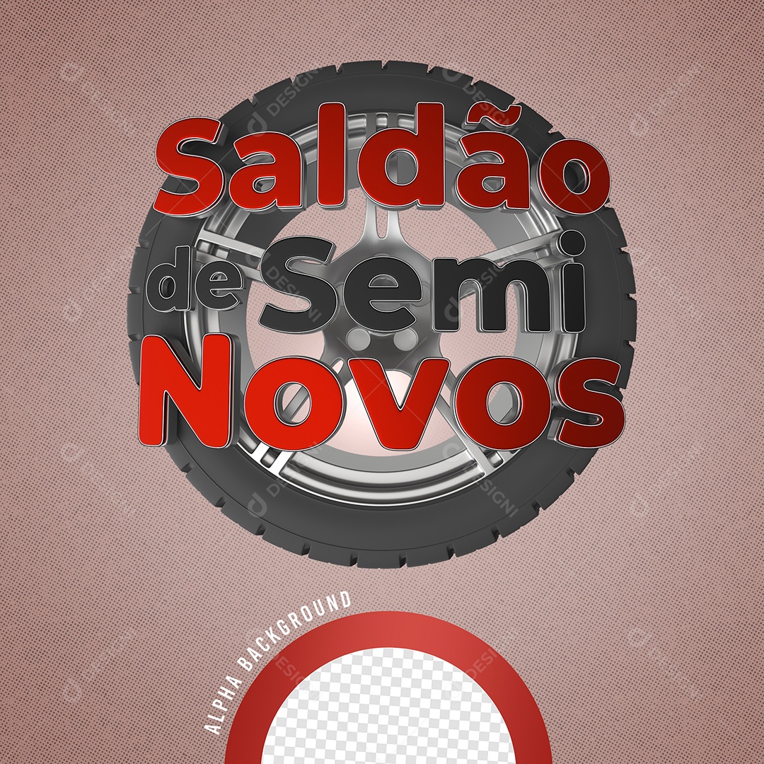Selo 3D Saldão De Seminovos Vermelho e Preto Para Composição PSD
