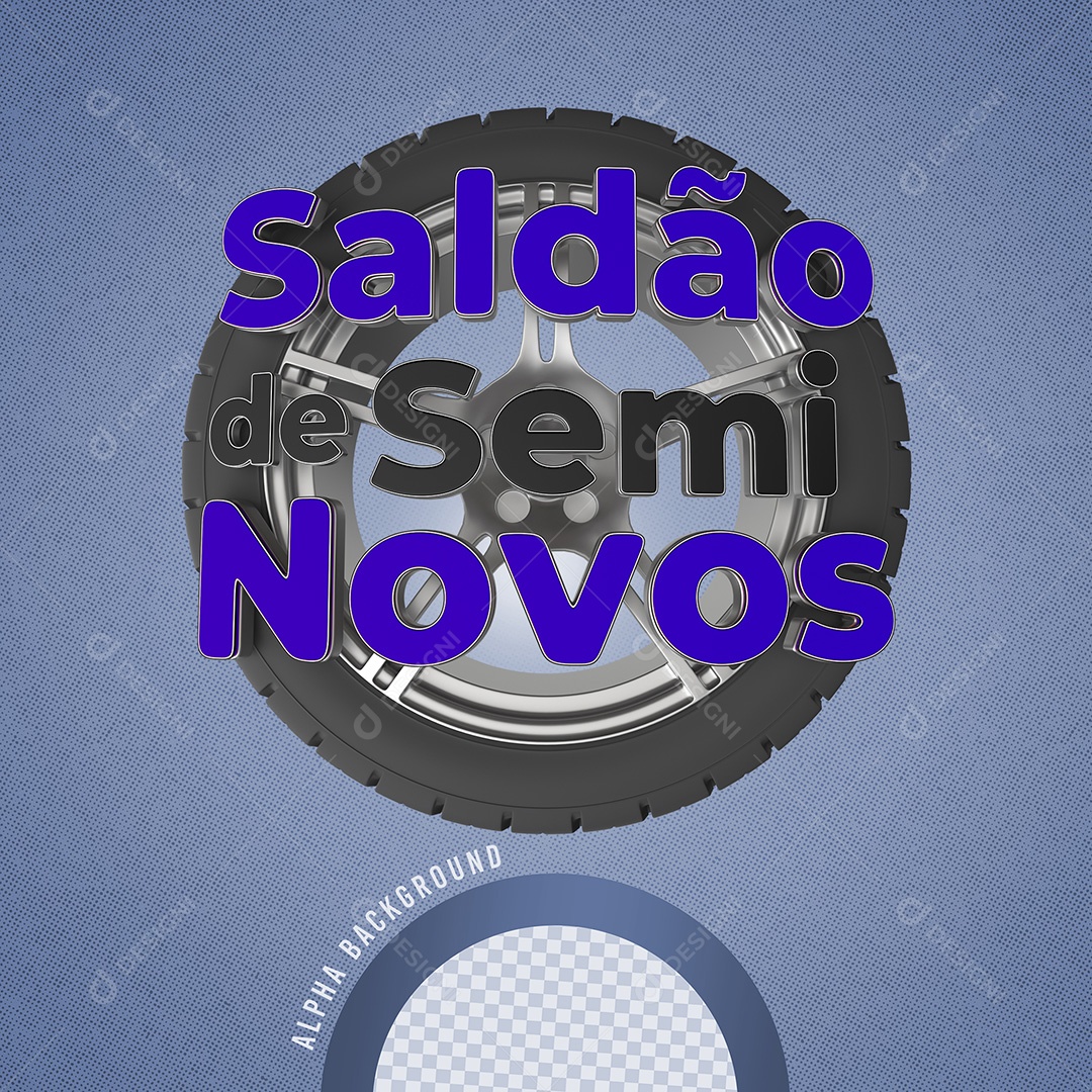Selo 3D Saldão De Seminovos Azul e Preto Para Composição PSD