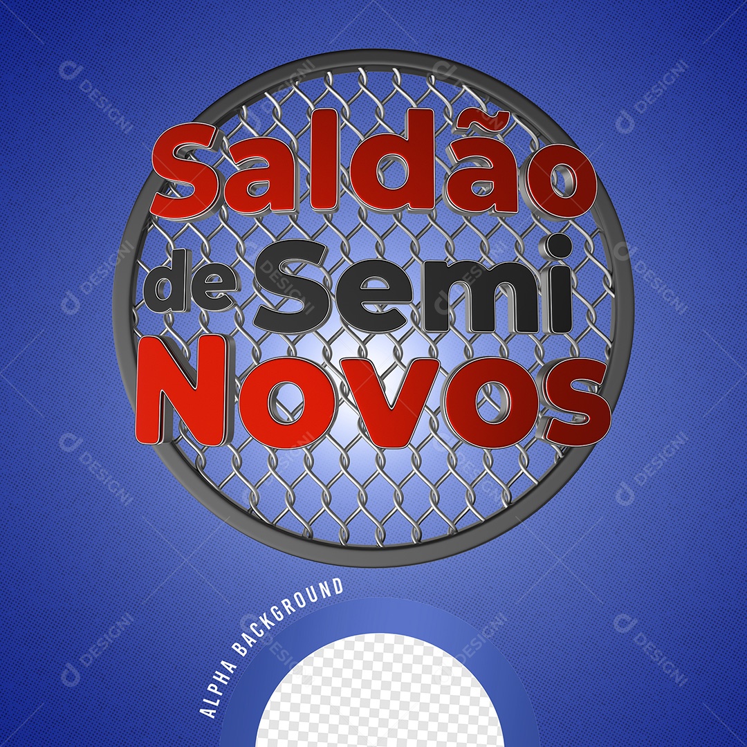 Selo 3D Saldão De Seminovos Vermelho e Preto Para Composição PSD