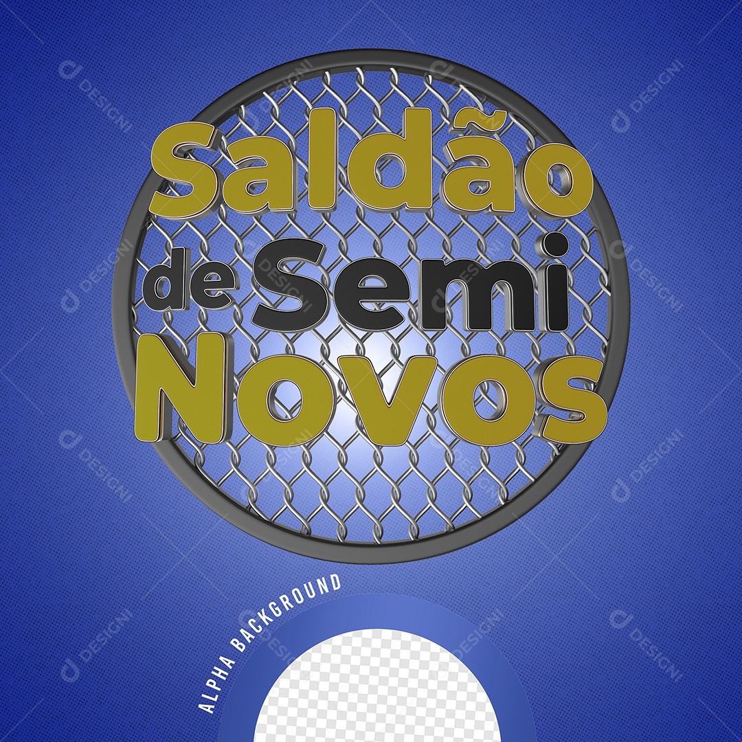 Selo 3D Saldão De Seminovos Amarelo e Preto Para Composição PSD