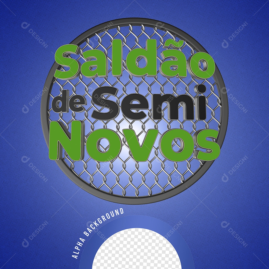 Selo 3D Saldão De Seminovos Verde e Preto Para Composição PSD