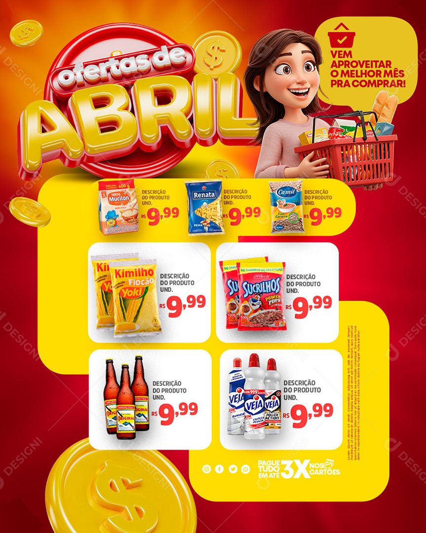 Encarte Ofertas de Abril Social Media PSD Editável