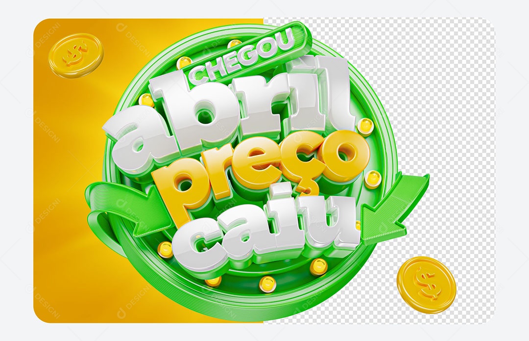 Selo 3D Chegou Abril Preço Caiu Para Composição PSD