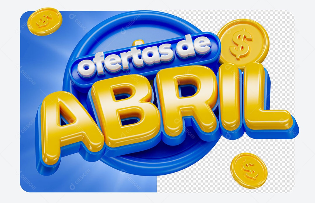 Selo 3D Abril de Ofertas para Composição PSD