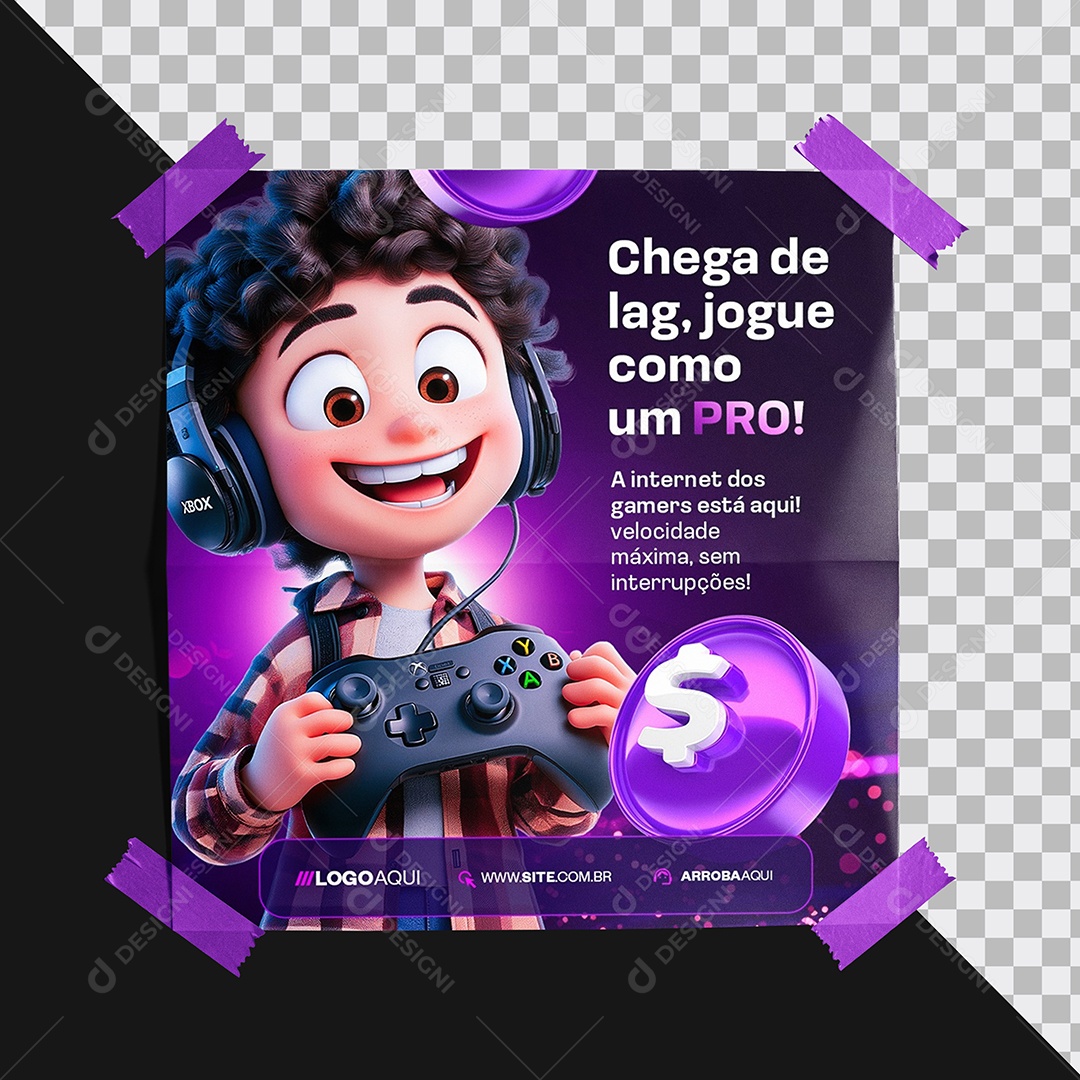 Mockup Folheto Provedor de Internet Preso com Fita PSD Editável