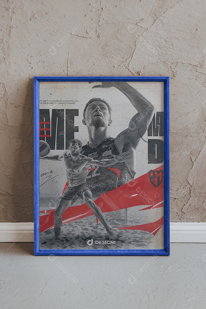 Mockup Quadro Apoiado no Chão PSD Editável