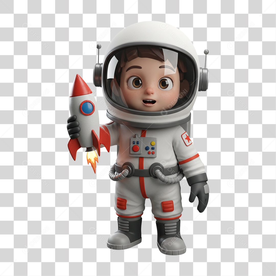 Criança com Roupa de Astronauta PNG Transparente