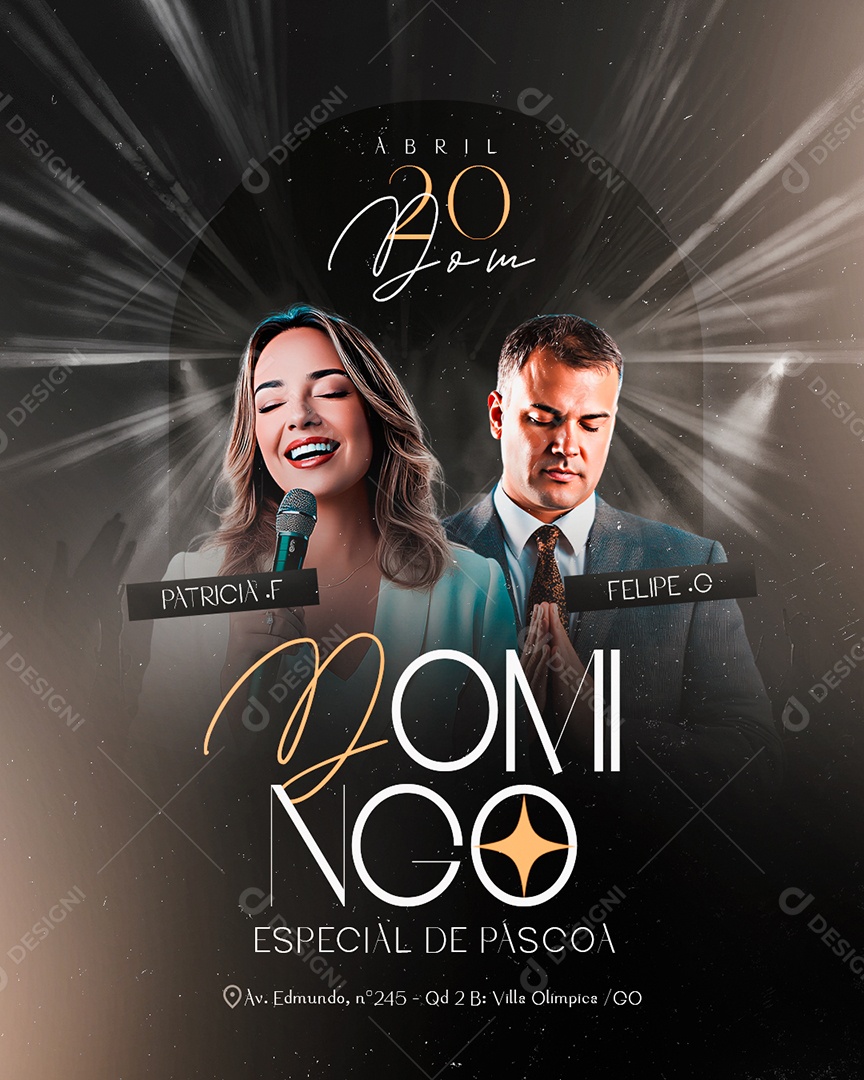 Flyer Gospel Domingo Especial de Páscoa Social Media PSD Editável