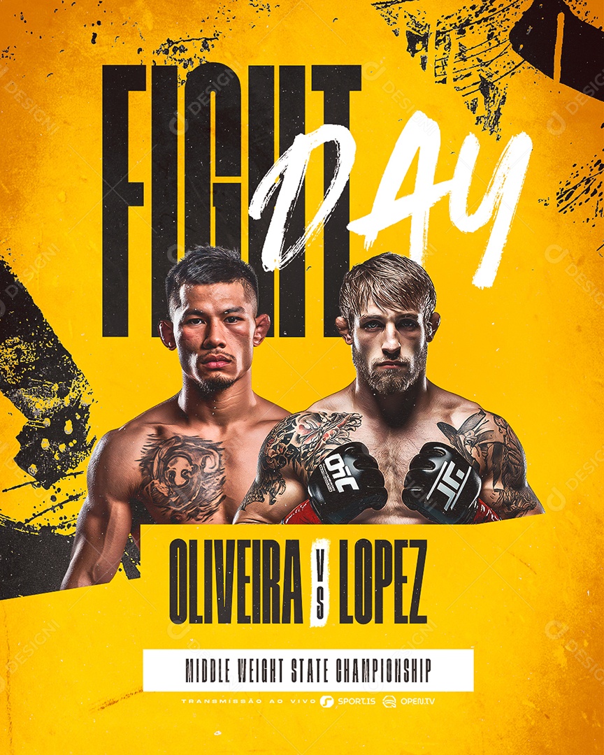 Flyer The Fight Day Oliveira VS Lopez Social Media PSD Editável
