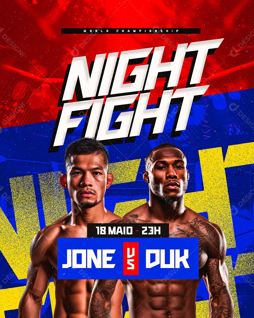 Flyer Fight Night Jone VS Duk Social Media PSD Editável