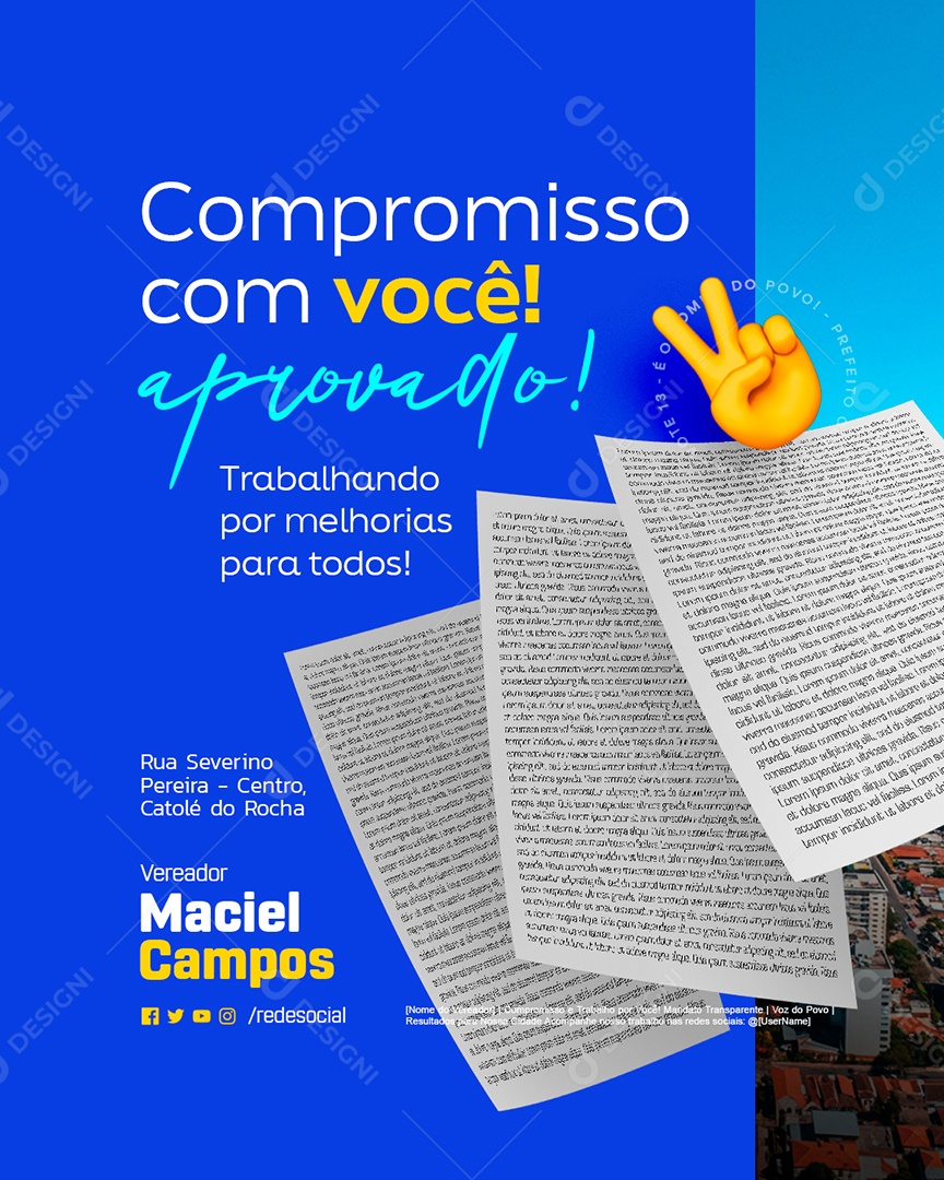 Vereador Compromisso com Você Aprovado Social Media PSD Editável