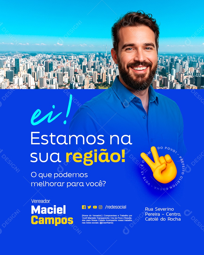 Vereador Ei Estamos na Sua Região Social Media PSD Editável