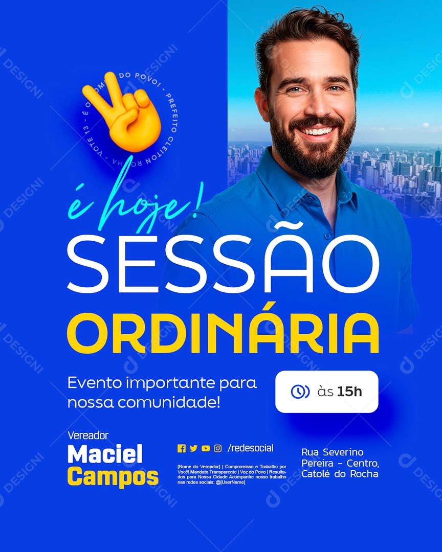 Vereador é Hoje Sessão Ordinária Social Medai PSD Editável