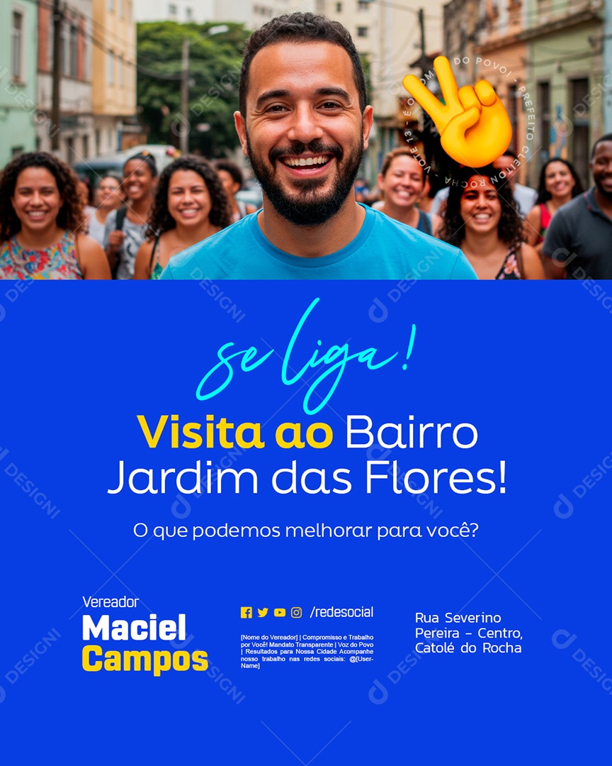 Vereador Se Liga Visita ao Bairro Jardim das Flores Social Media PSD Editável