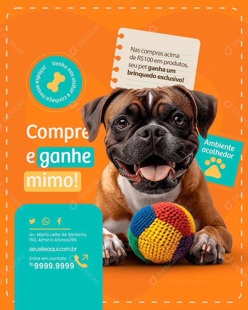 Pet Shop Compre e Ganhe Mimo Social Media PSD Editável