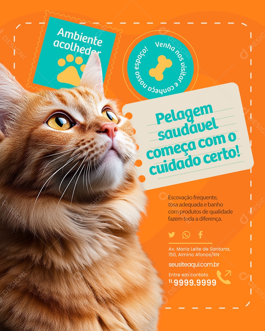 Pet Shop Pelagem Saudável Começa com o Cuidado Certo Social Media PSD Editável