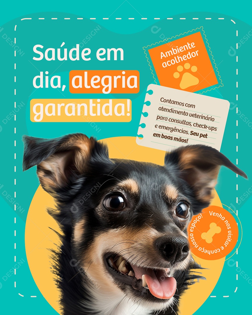 Pet Shop Saúde em Dia Alegria Garantida Social Media PSD Editável