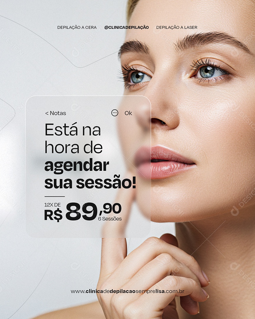 Depilação a Cera Está na Hora de Agendar sua Sessão Social Media PSD Editável