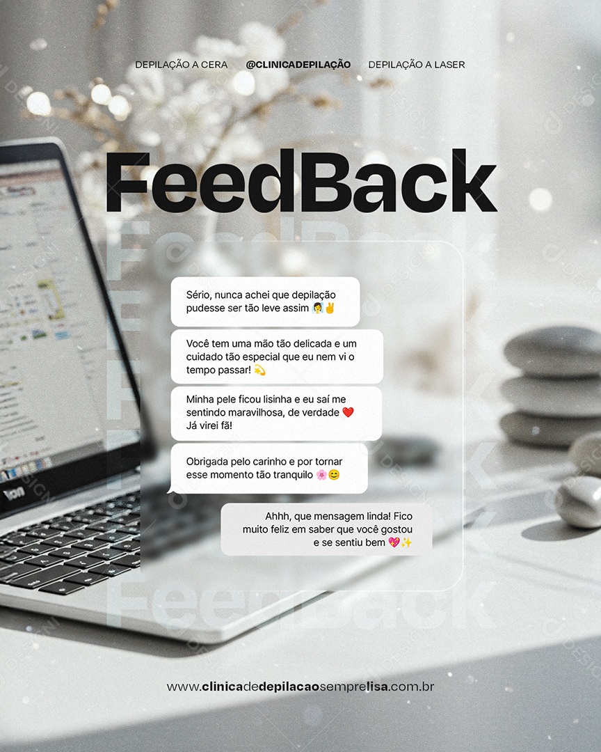 Depilação a Cera Feedback Social Media PSD Editável