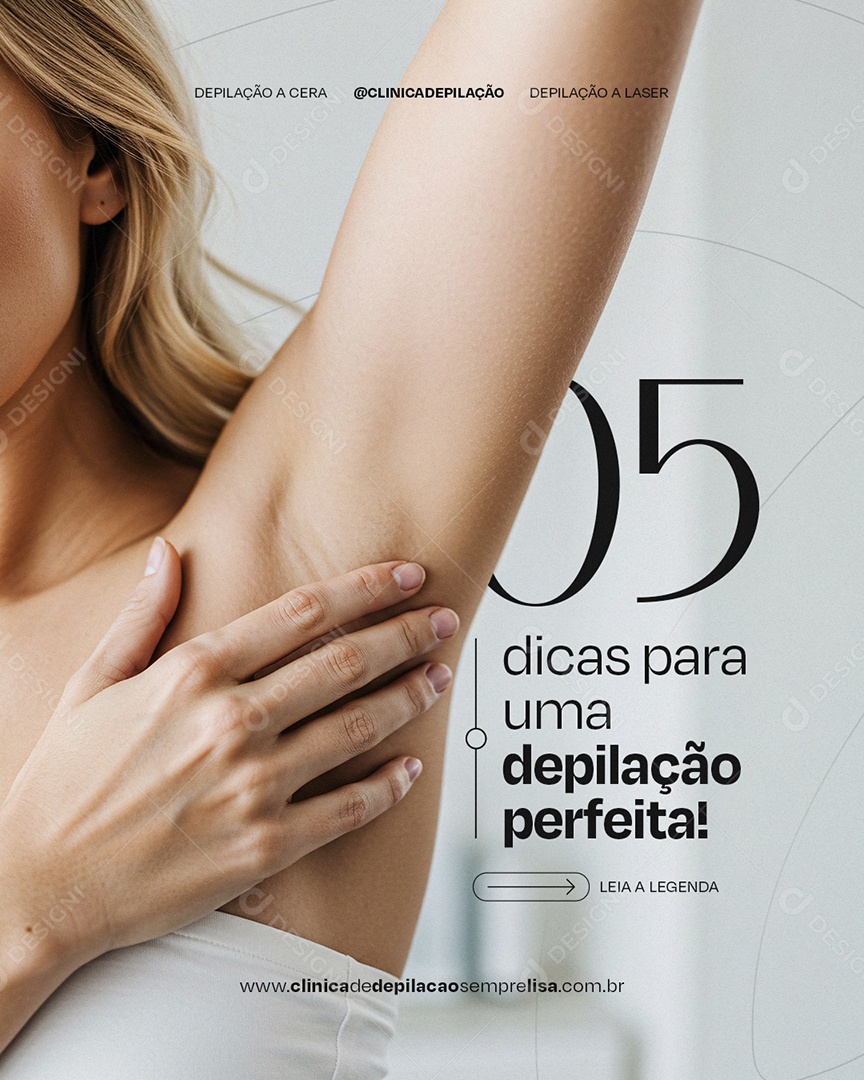 Cinco Dicas para Uma Depilação Perfeita Social Media PSD Editável