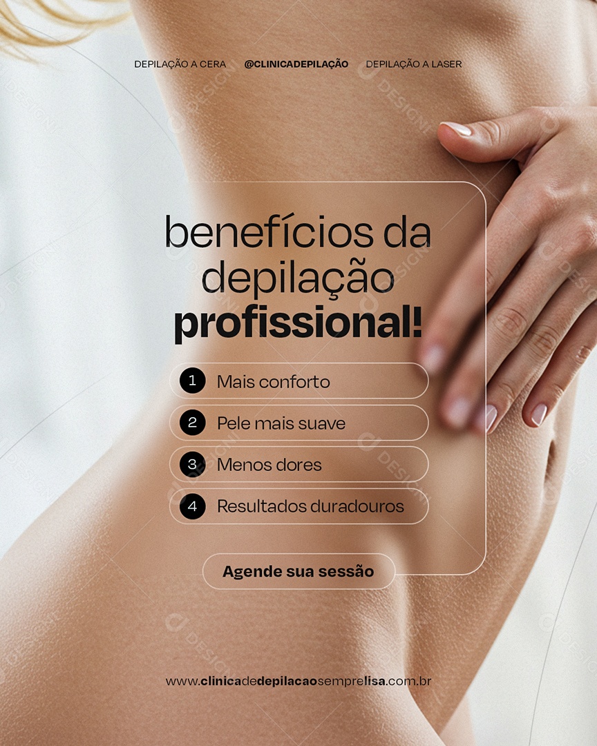 Benefícios da Depilação a Cera Profissional Social Media PSD Editável
