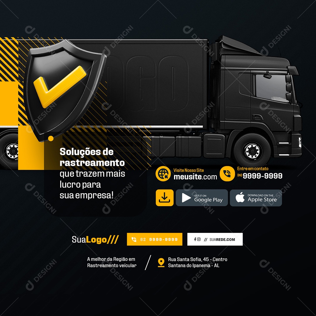 Rastreamento Veícular Soluções de Rastreamento Social Media PSD Editável